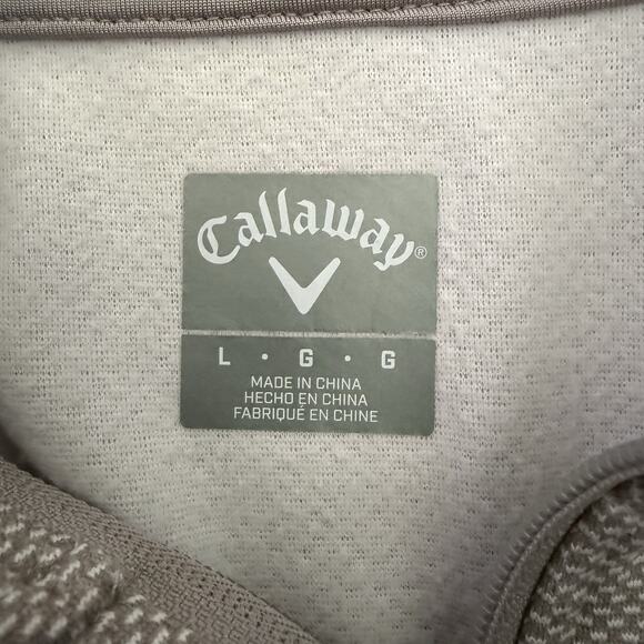 Callaway 1/4 Zip Pullover Mens Large Gray Taupe Dot Golf Fleece Side Pockets - Picture 2 of 7